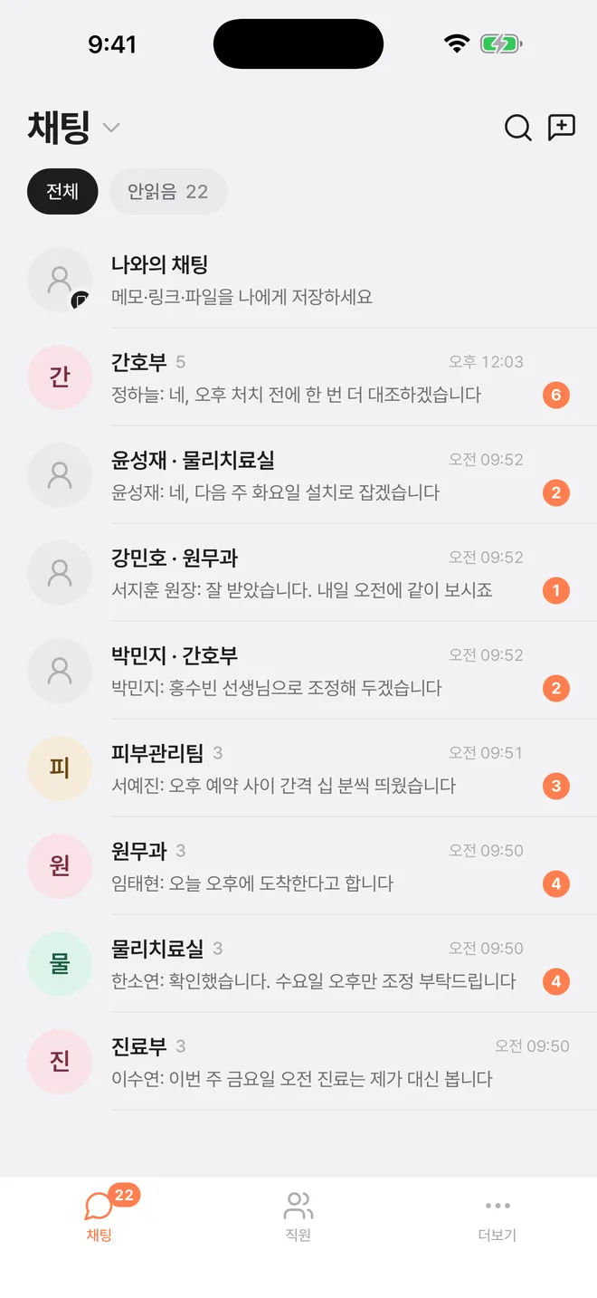 김민지 폰의 대화방 목록